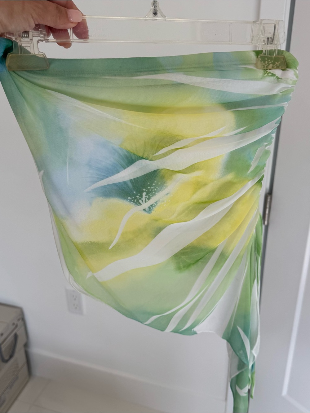 Sheer Floral strapless top in Green & Yellow